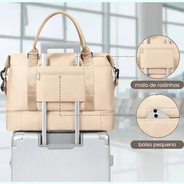Bolsa-Mala com Bolsos Multifuncionais + BRINDE